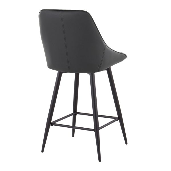 Diana 26 Black Faux Leather Contemporary Counter Stools Set of 2 5