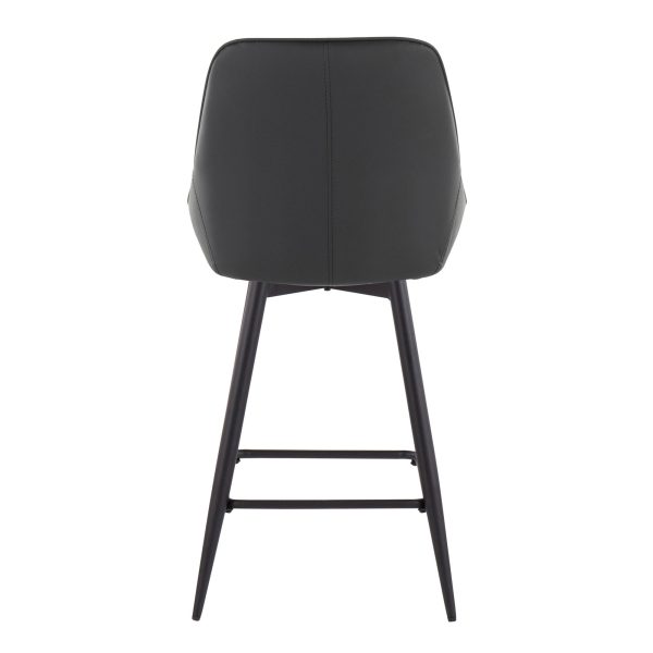 Diana 26 Black Faux Leather Contemporary Counter Stools Set of 2 6