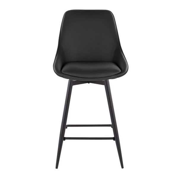 Diana 26 Black Faux Leather Contemporary Counter Stools Set of 2 7