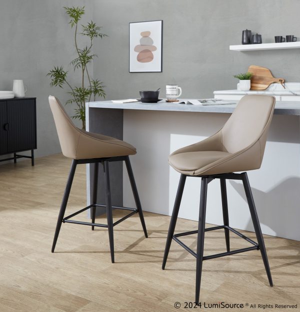 Diana 26 Contemporary Black Faux Leather Counter Stools Set of 2 1
