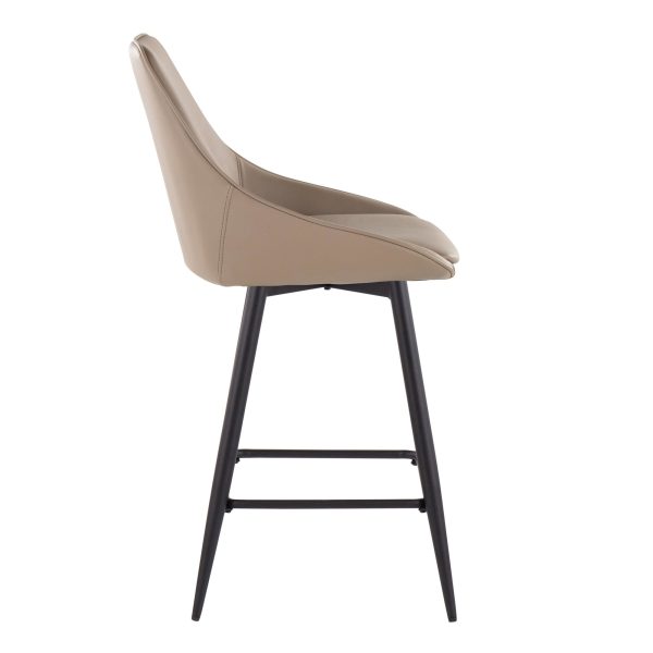 Diana 26 Contemporary Black Faux Leather Counter Stools Set of 2 4