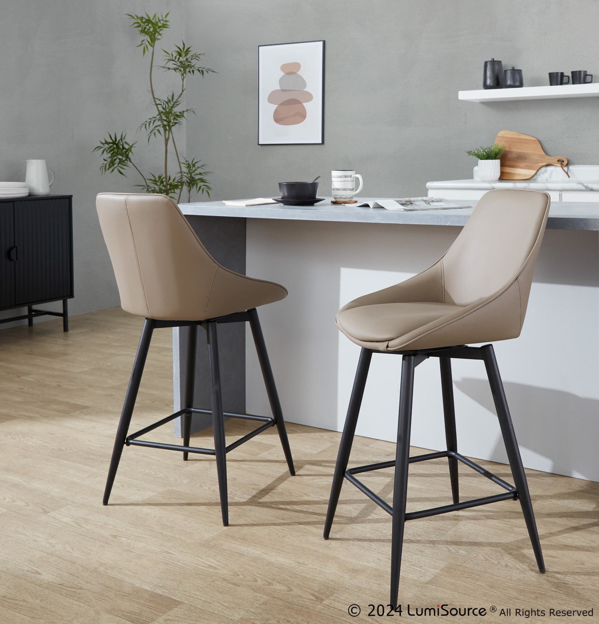 Diana 26 Contemporary Black Faux Leather Counter Stools (Set of 2) 1 Diana 26 Contemporary Black Faux Leather Counter Stools (Set of 2)