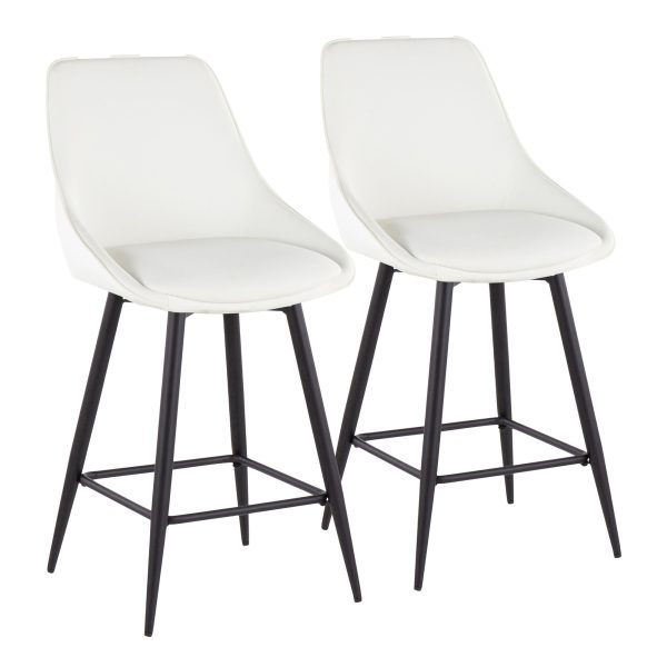 Diana 26 Inch Black Metal White Contemporary Counter Stools Set of 2 2