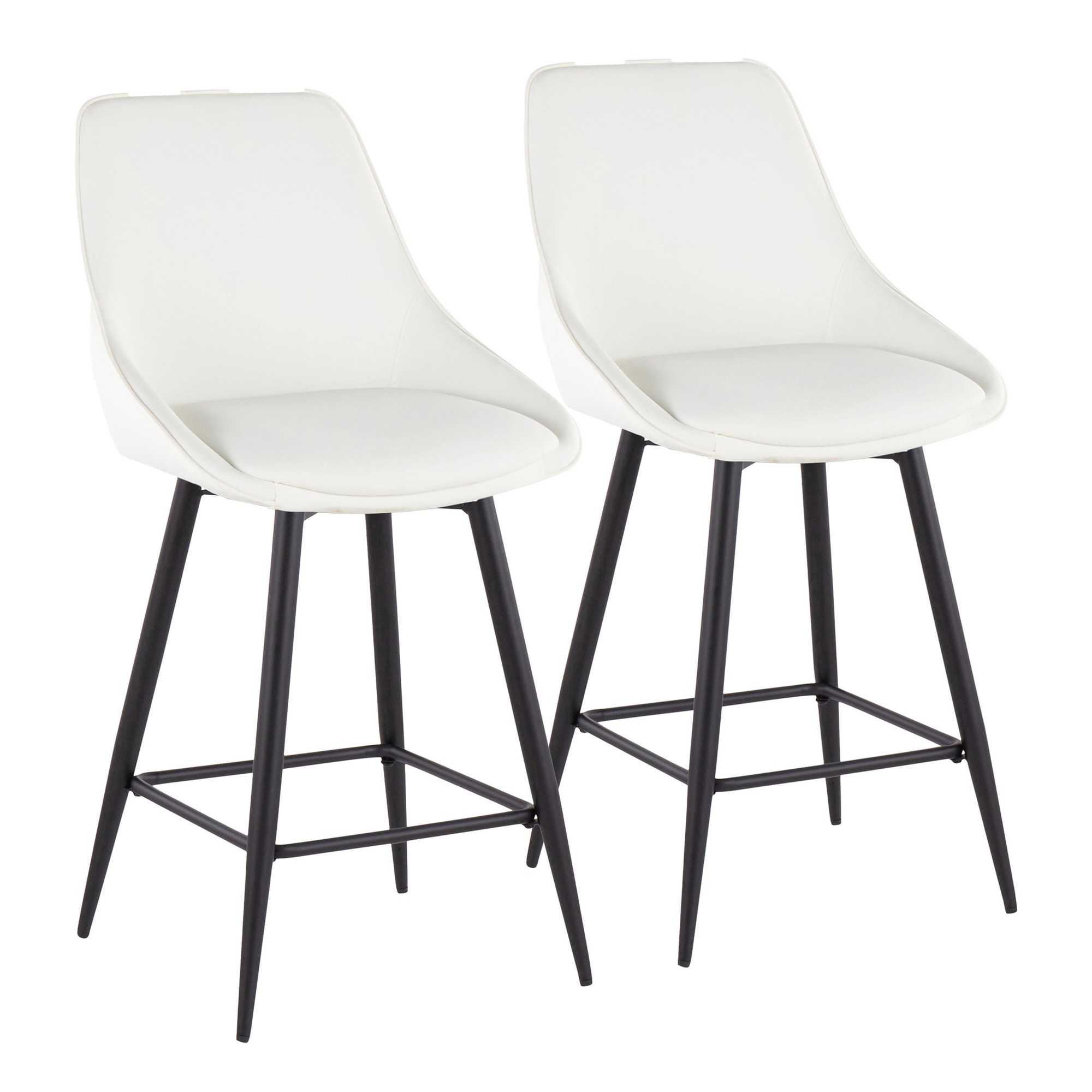 Diana 26-Inch Black Metal White Contemporary Counter Stools (Set of 2) 3 Diana 26-Inch Black Metal White Contemporary Counter Stools (Set of 2) - Image 3
