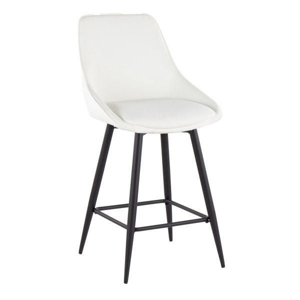 Diana 26 Inch Black Metal White Contemporary Counter Stools Set of 2 3