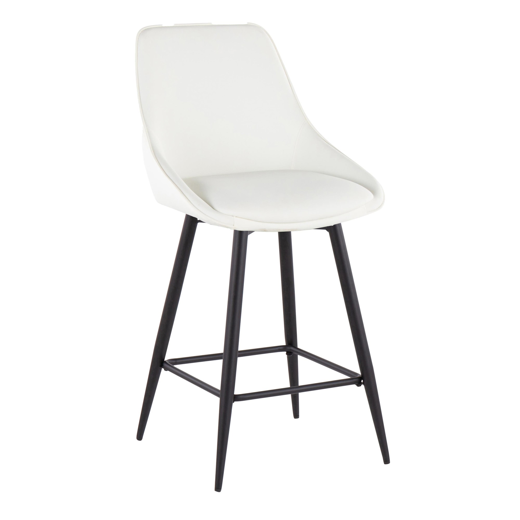 Diana 26-Inch Black Metal White Contemporary Counter Stools (Set of 2) 4 Diana 26-Inch Black Metal White Contemporary Counter Stools (Set of 2) - Image 4