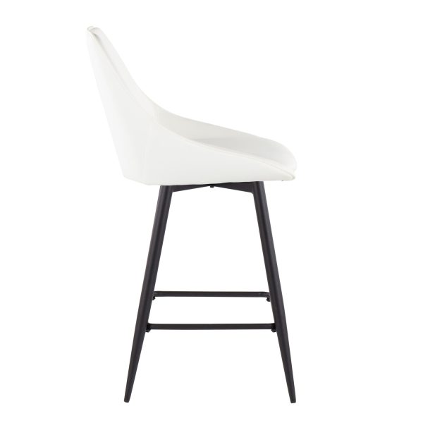 Diana 26 Inch Black Metal White Contemporary Counter Stools Set of 2 4