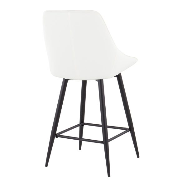 Diana 26 Inch Black Metal White Contemporary Counter Stools Set of 2 5