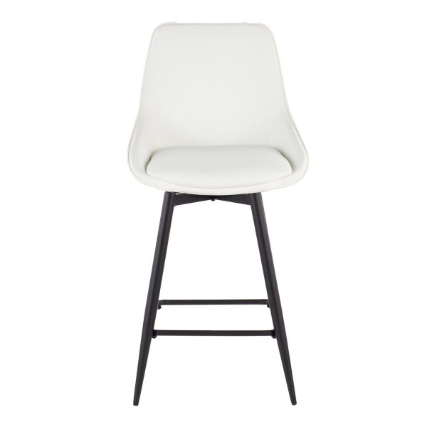 Diana 26 Inch Black Metal White Contemporary Counter Stools Set of 2 7