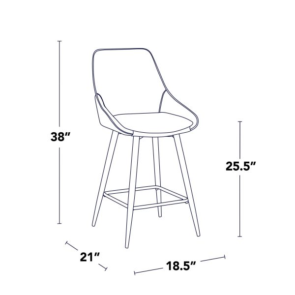 Diana 26 Inch Black Metal White Contemporary Counter Stools Set of 2 8