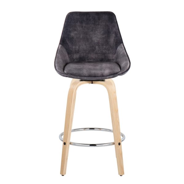 Diana 26 Inch Contemporary Grey Velvet Swivel Counter Stools Set of 2 4