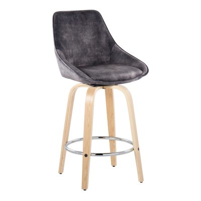 Diana 26-Inch Contemporary Grey Velvet Swivel Counter Stools (Set of 2)