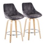 Diana 26-Inch Contemporary Grey Velvet Swivel Counter Stools (Set of 2)
