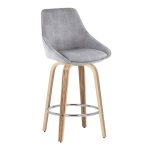 Diana 26-Inch Contemporary Zebra Wood Grey Corduroy Counter Stools (Set of 2)