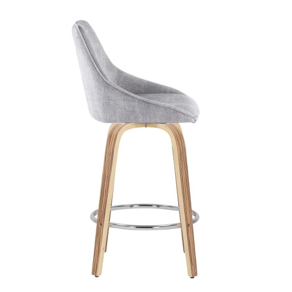 Diana 26 Inch Contemporary Zebra Wood Grey Corduroy Counter Stools Set of 2 2