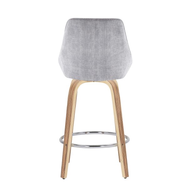 Diana 26 Inch Contemporary Zebra Wood Grey Corduroy Counter Stools Set of 2 4