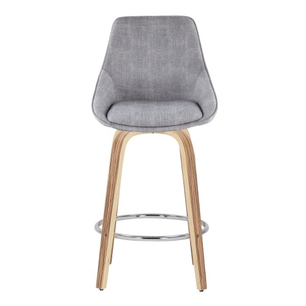 Diana 26 Inch Contemporary Zebra Wood Grey Corduroy Counter Stools Set of 2 5