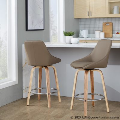 Diana 26-Inch Zebra Wood Contemporary Swivel Stools (Set of 2)