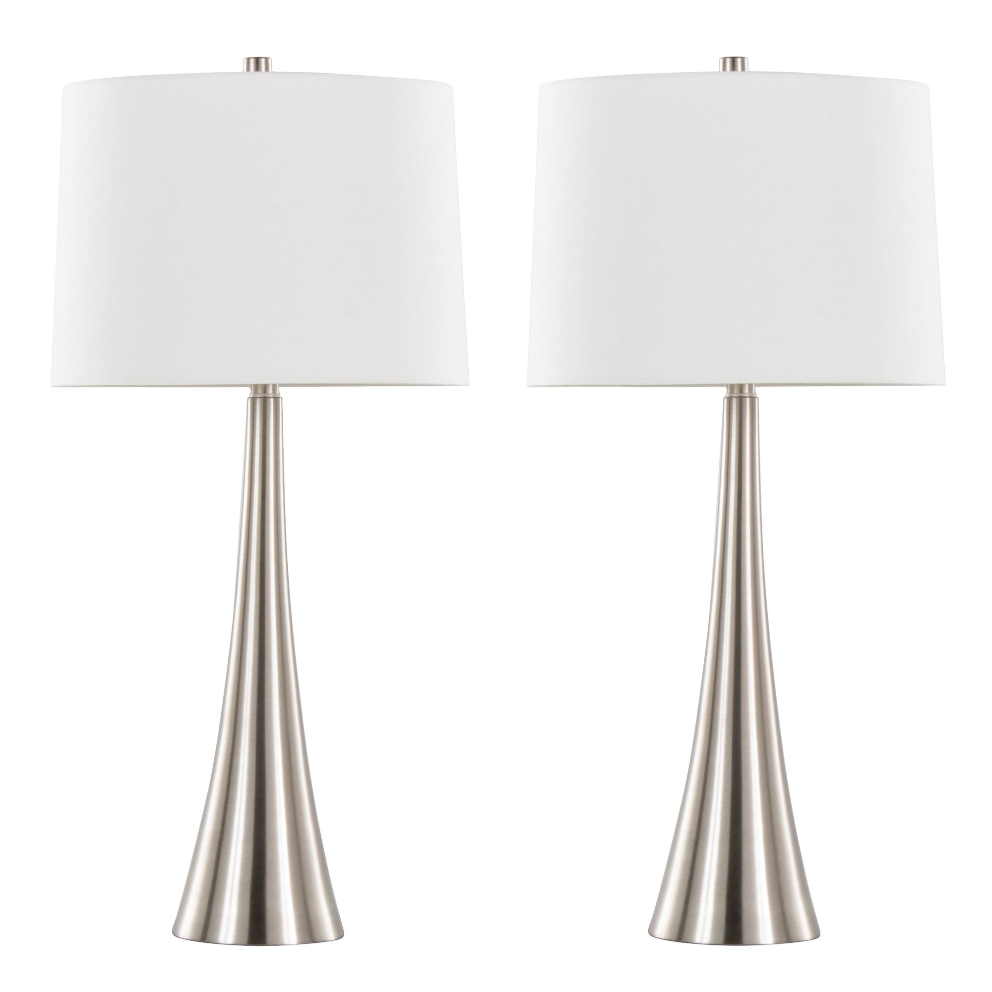 Diana 29 Contemporary Brushed Nickel Table Lamps (Set of 2) 3 Diana 29 Contemporary Brushed Nickel Table Lamps (Set of 2) - Image 3