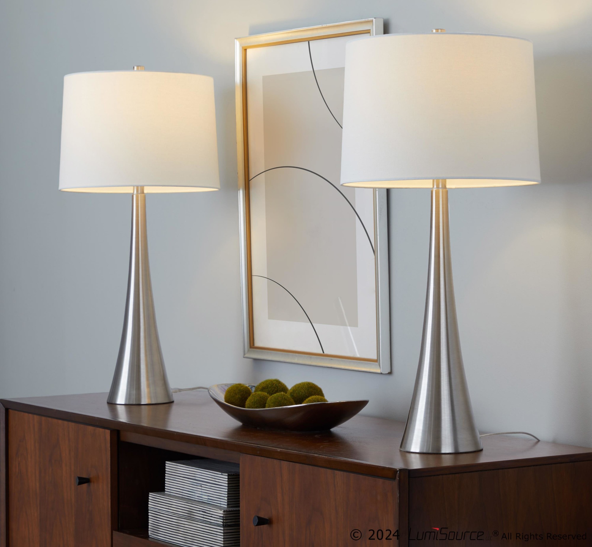 Diana 29 Contemporary Brushed Nickel Table Lamps (Set of 2) 1 Diana 29 Contemporary Brushed Nickel Table Lamps (Set of 2)