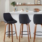 Diana 30 Walnut Black Faux Leather Contemporary Barstools (Set of 2) 11 Diana 30 Walnut Black Faux Leather Contemporary Barstools (Set of 2)