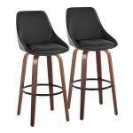 Diana 30 Walnut Black Faux Leather Contemporary Barstools (Set of 2) 13 Diana 30 Walnut Black Faux Leather Contemporary Barstools (Set of 2)