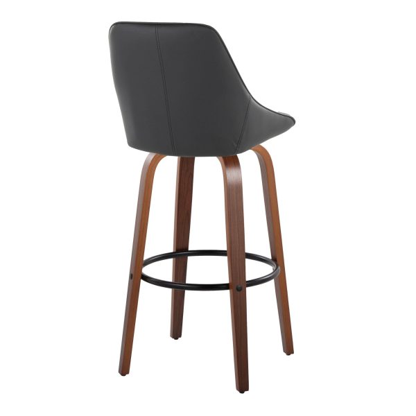 Diana 30 Walnut Black Faux Leather Contemporary Barstools Set of 2 5