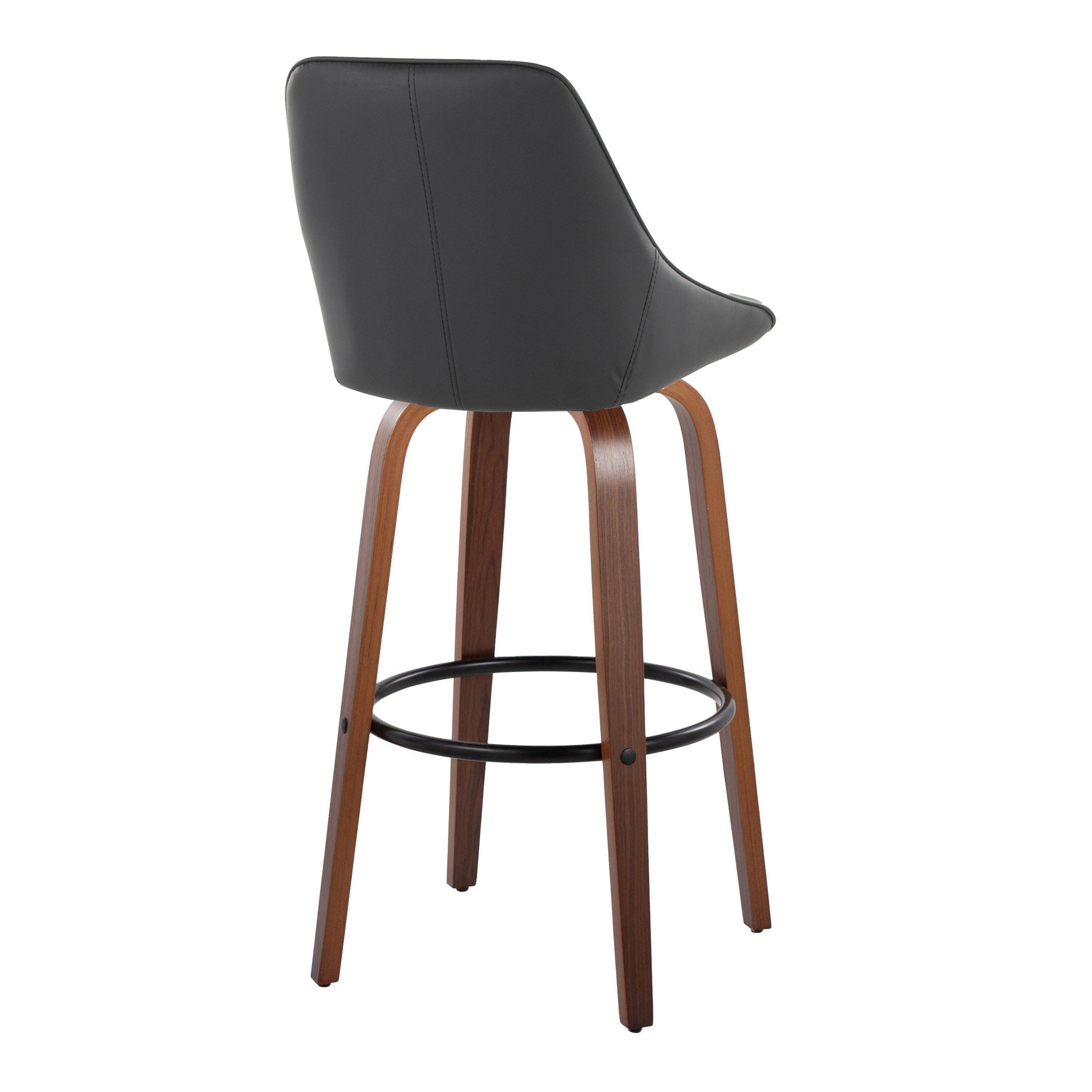 Diana 30 Walnut Black Faux Leather Contemporary Barstools (Set of 2) 6 Diana 30 Walnut Black Faux Leather Contemporary Barstools (Set of 2) - Image 6