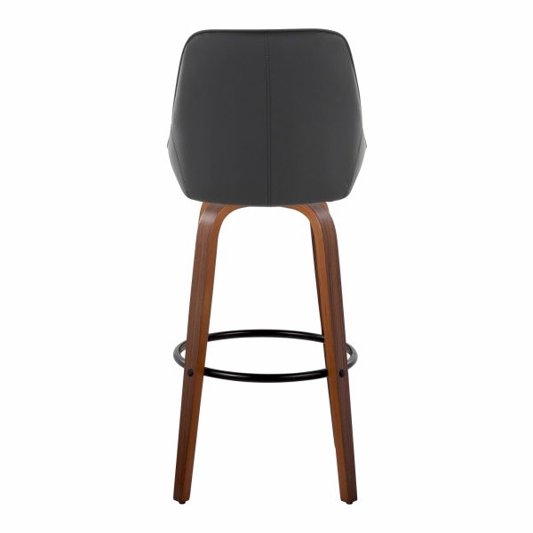 Diana 30 Walnut Black Faux Leather Contemporary Barstools Set of 2 6