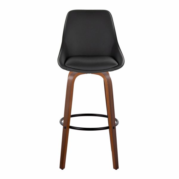 Diana 30 Walnut Black Faux Leather Contemporary Barstools Set of 2 7