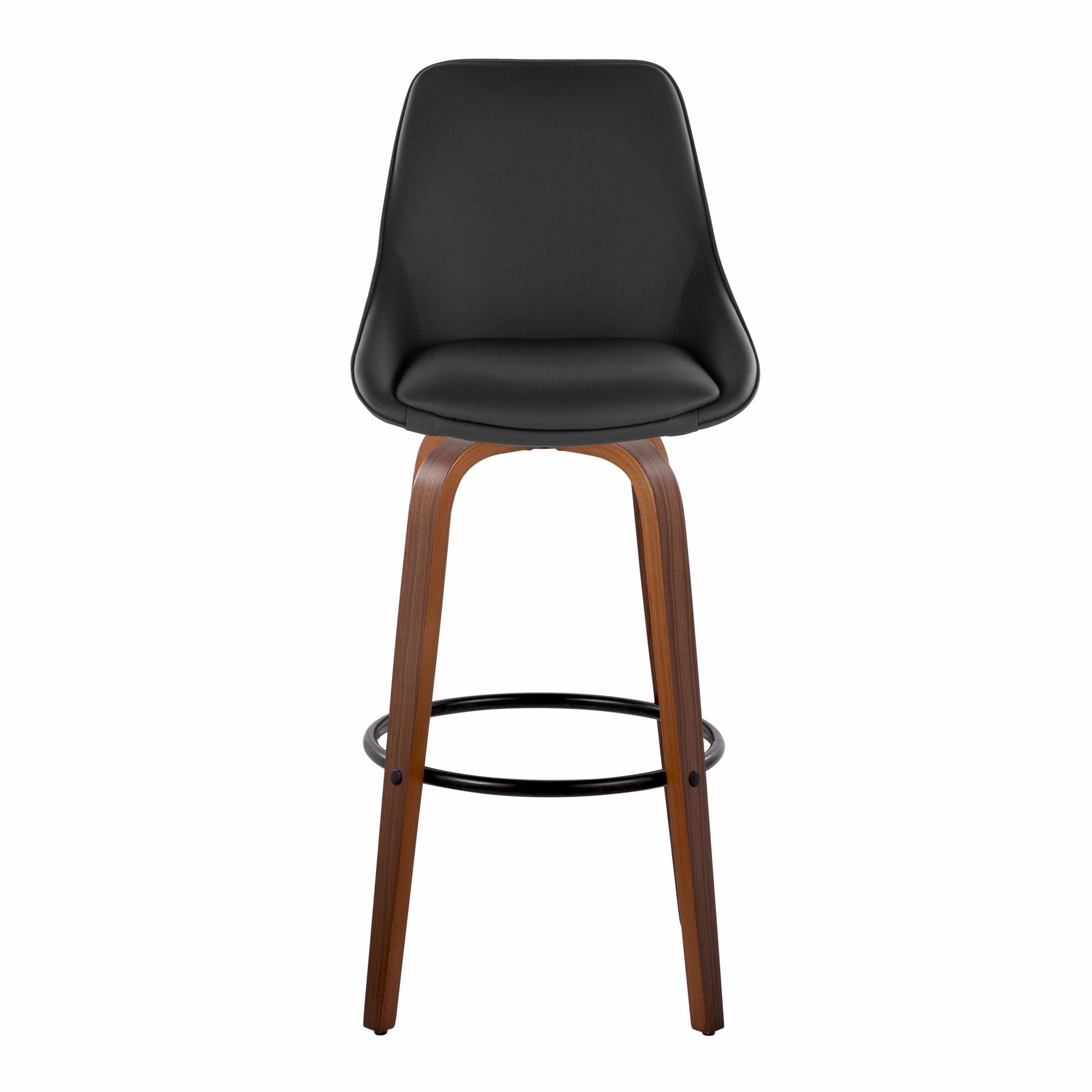 Diana 30 Walnut Black Faux Leather Contemporary Barstools (Set of 2) 8 Diana 30 Walnut Black Faux Leather Contemporary Barstools (Set of 2) - Image 8