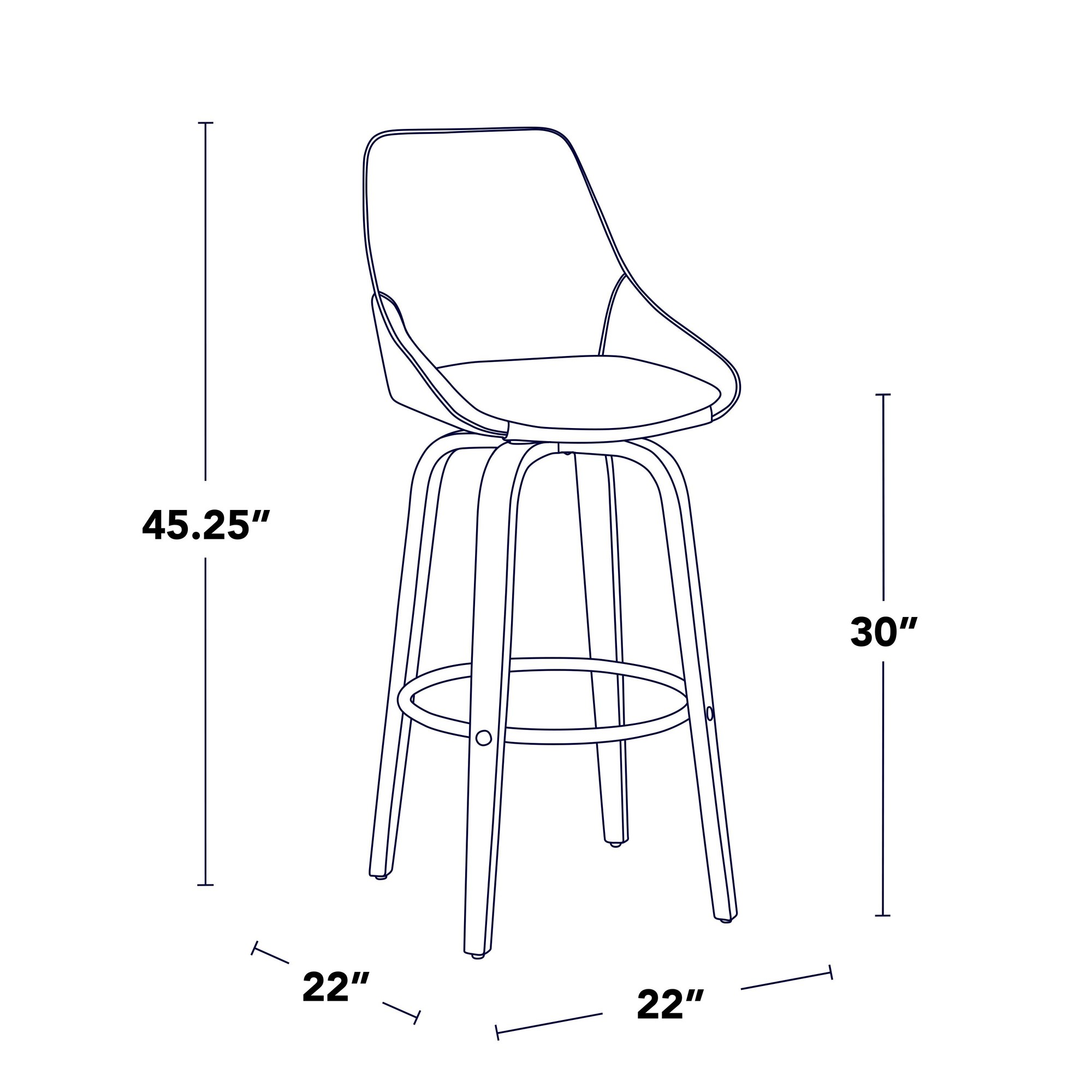 Diana 30 Walnut Black Faux Leather Contemporary Barstools (Set of 2) 9 Diana 30 Walnut Black Faux Leather Contemporary Barstools (Set of 2) - Image 9