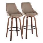 Diana 30 Walnut Brown Contemporary Swivel Barstool (Set of 2)