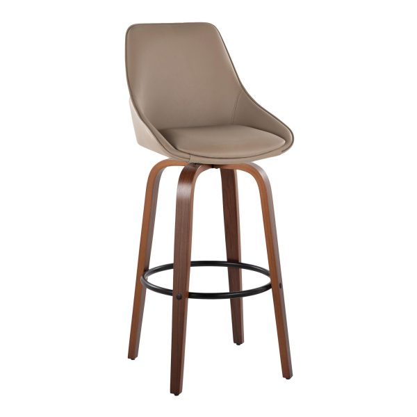 Diana 30 Walnut Brown Contemporary Swivel Barstool Set of 2 3