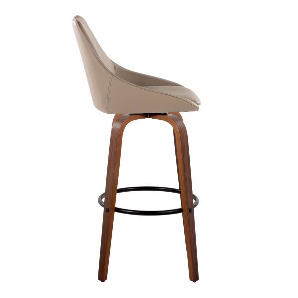 Diana 30 Walnut Brown Contemporary Swivel Barstool Set of 2 4