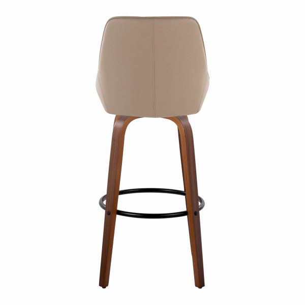 Diana 30 Walnut Brown Contemporary Swivel Barstool Set of 2 6