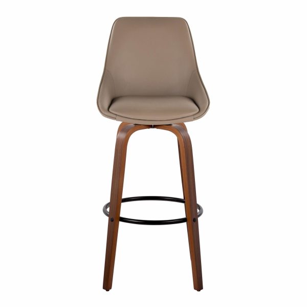 Diana 30 Walnut Brown Contemporary Swivel Barstool Set of 2 7