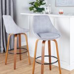 Diana 30 Walnut and Grey Corduroy Contemporary Barstools (Set of 2)