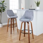 Diana 30 Walnut and Grey Corduroy Contemporary Barstools (Set of 2)