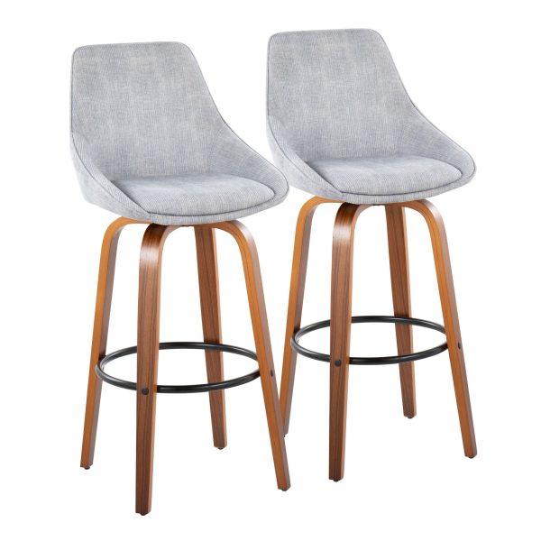Diana 30 Walnut and Grey Corduroy Contemporary Barstools Set of 2 4