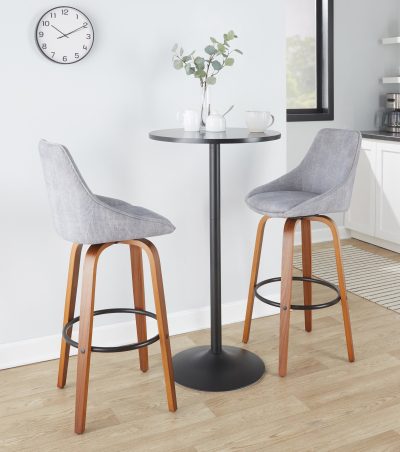 Diana 30 Walnut and Grey Corduroy Contemporary Barstools (Set of 2)