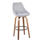 Diana 30 Walnut and Grey Corduroy Contemporary Barstools (Set of 2)