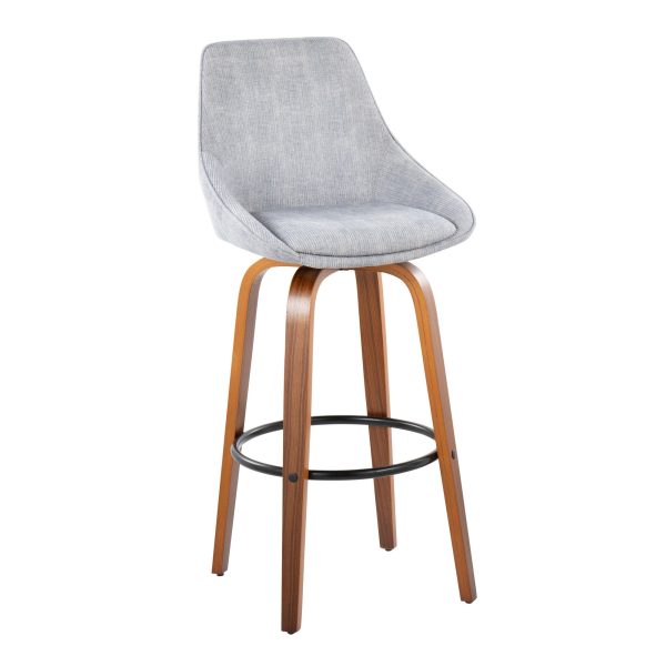 Diana 30 Walnut and Grey Corduroy Contemporary Barstools Set of 2 5