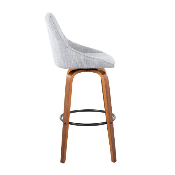 Diana 30 Walnut and Grey Corduroy Contemporary Barstools Set of 2 6