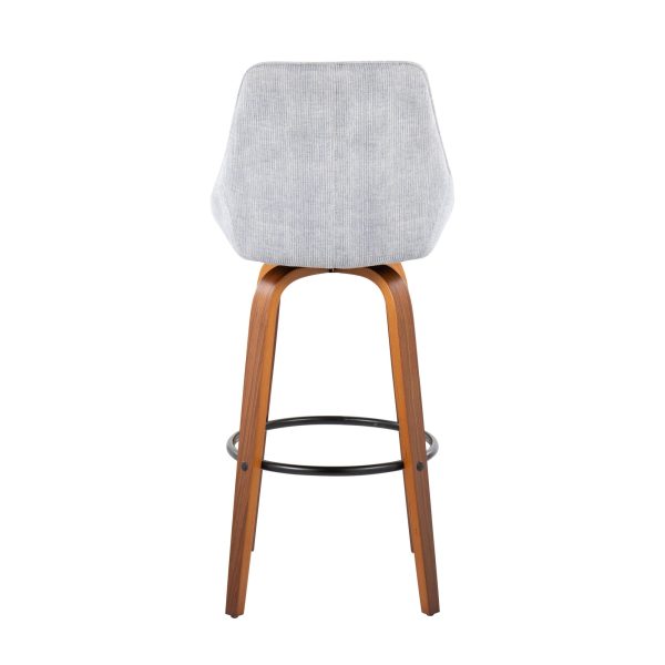 Diana 30 Walnut and Grey Corduroy Contemporary Barstools Set of 2 8