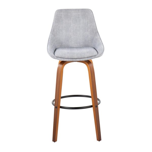 Diana 30 Walnut and Grey Corduroy Contemporary Barstools Set of 2 9