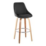 Diana 30 Zebra Wood Black Faux Leather Swivel Barstool (Set of 2) 15 Diana 30 Zebra Wood Black Faux Leather Swivel Barstool (Set of 2)