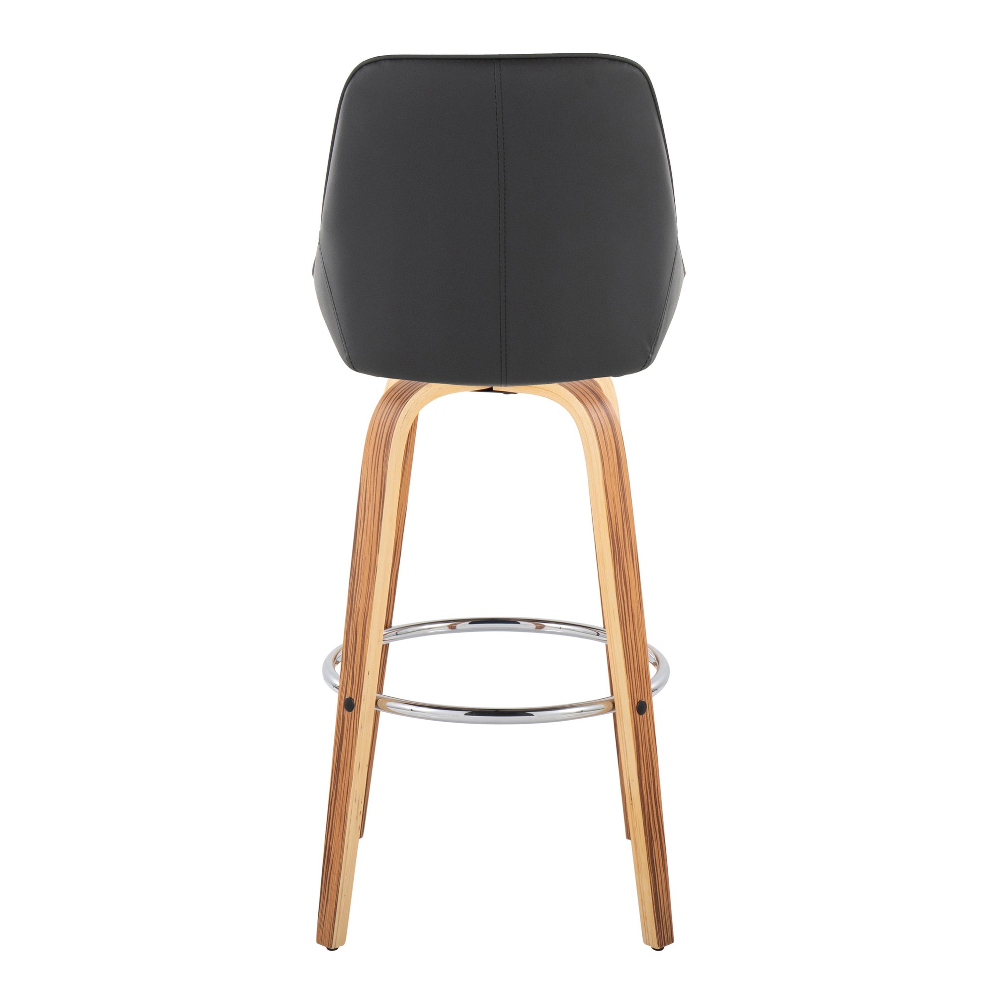 Diana 30 Zebra Wood Black Faux Leather Swivel Barstool (Set of 2) 7 Diana 30 Zebra Wood Black Faux Leather Swivel Barstool (Set of 2) - Image 7