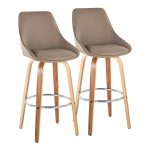 Diana 30 Zebra Wood Brown Faux Leather Barstools (Set of 2)