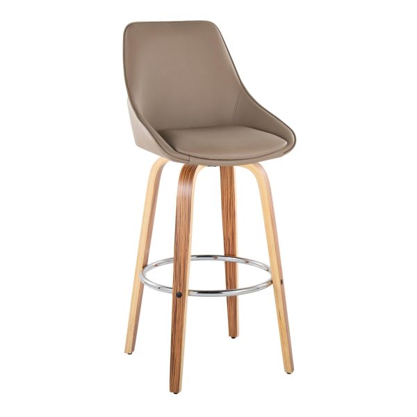 Diana 30 Zebra Wood Brown Faux Leather Barstools Set of 2 3